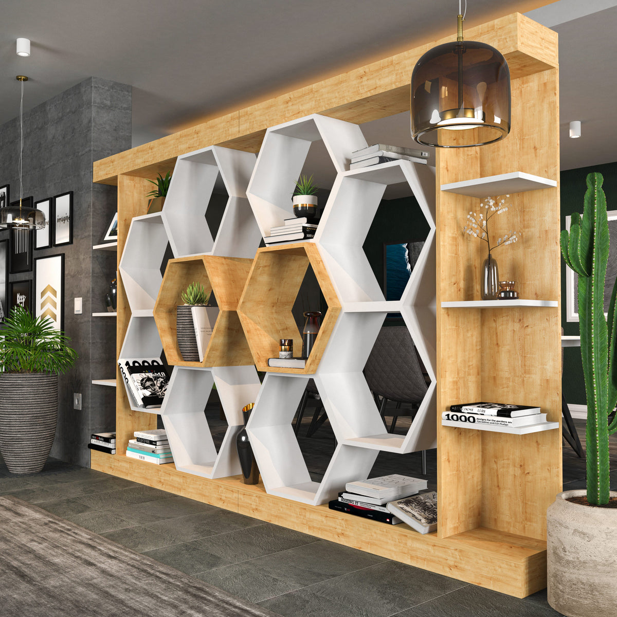 Βιβλιοθήκη Perissa Λευκό - Δρυς 140x29.6x177.4 εκ. Μελαμίνης