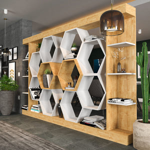 Βιβλιοθήκη Perissa Λευκό - Δρυς 140x29.6x177.4 εκ. Μελαμίνης