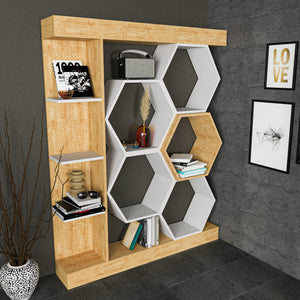 Βιβλιοθήκη Perissa Λευκό - Δρυς 140x29.6x177.4 εκ. Μελαμίνης