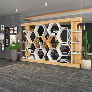 Βιβλιοθήκη Perissa Λευκό - Δρυς 140x29.6x177.4 εκ. Μελαμίνης