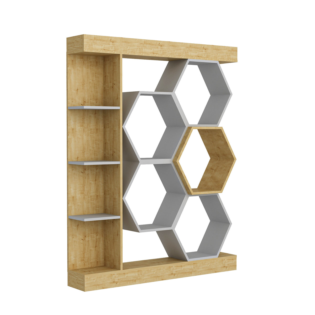 Βιβλιοθήκη Perissa Λευκό - Δρυς 140x29.6x177.4 εκ. Μελαμίνης