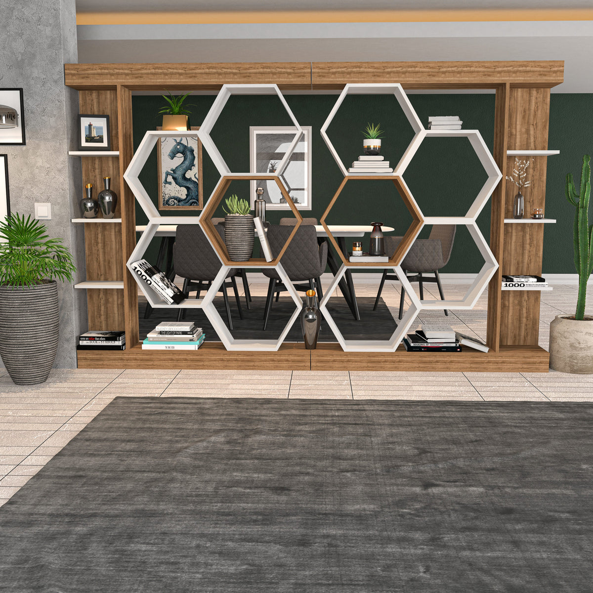 Βιβλιοθήκη Perissa Λευκό - Καρυδί 140x29.6x177.4 εκ. Μελαμίνης