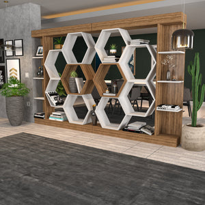 Βιβλιοθήκη Perissa Λευκό - Καρυδί 140x29.6x177.4 εκ. Μελαμίνης