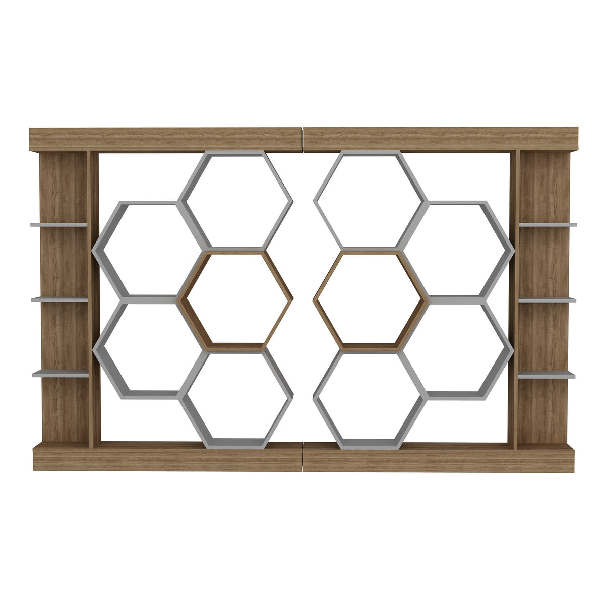 Βιβλιοθήκη Perissa Λευκό - Καρυδί 140x29.6x177.4 εκ. Μελαμίνης