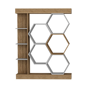Βιβλιοθήκη Perissa Λευκό - Καρυδί 140x29.6x177.4 εκ. Μελαμίνης