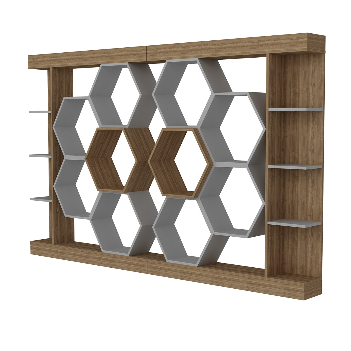 Βιβλιοθήκη Perissa Λευκό - Καρυδί 140x29.6x177.4 εκ. Μελαμίνης
