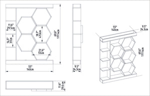 Βιβλιοθήκη Perissa Λευκό - Καρυδί 140x29.6x177.4 εκ. Μελαμίνης