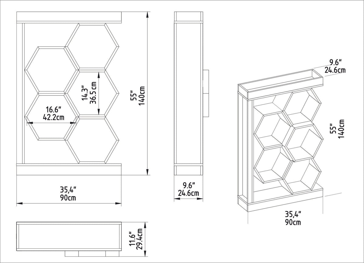 Βιβλιοθήκη Kalathas Δρυς - Λευκό 90x24.6x140 εκ. Μελαμίνης
