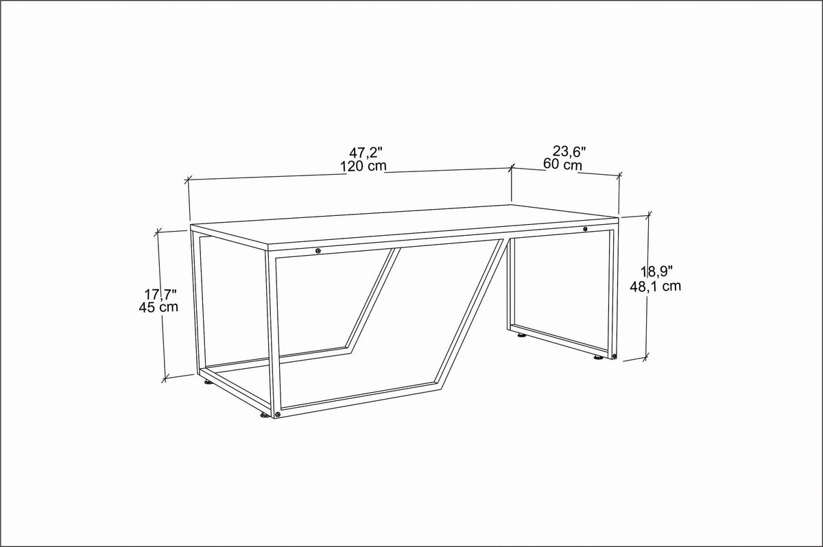 Τραπεζάκι Σαλονιού Kentavrio Λευκό - Χρυσό 120x60x48 εκ. Μελαμίνης