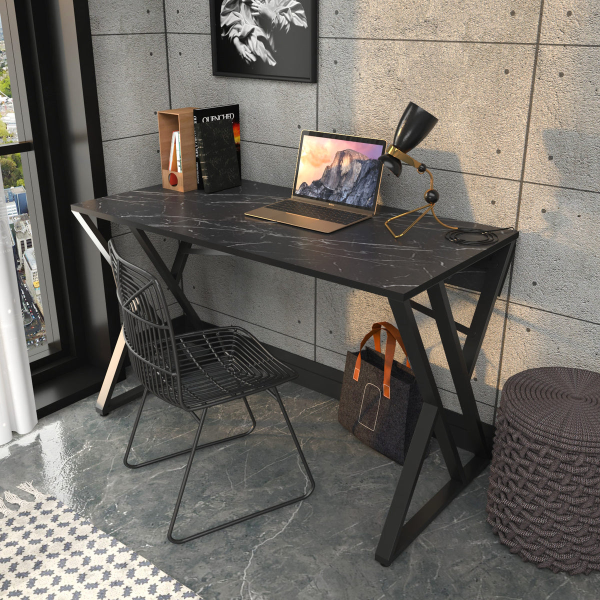 Γραφείο Iliochori Μαύρο 120x60x75 εκ. Μελαμίνης - Pakobazaar