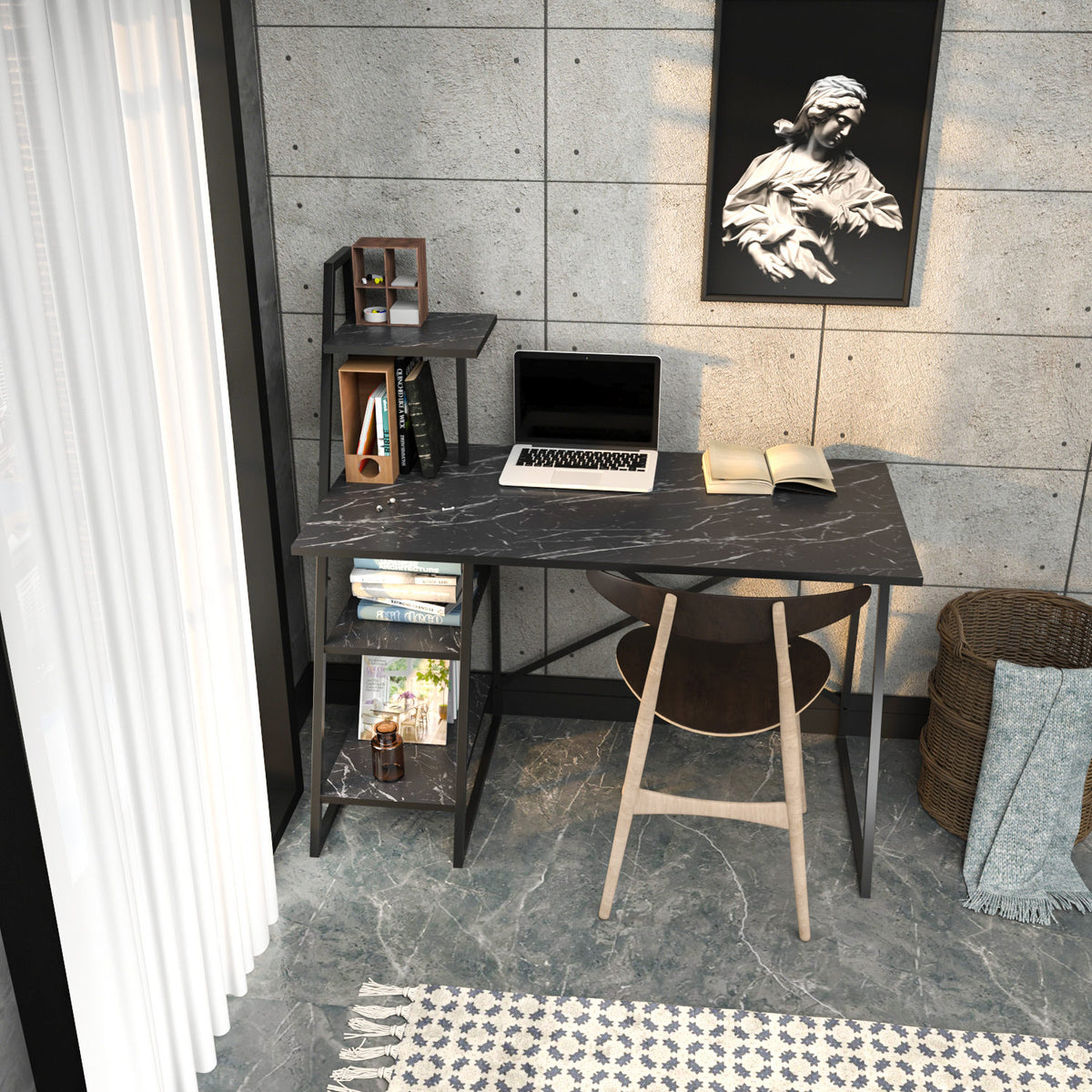 Γραφείο Daphnos Μαύρο 120x60x120 εκ. Μελαμίνης