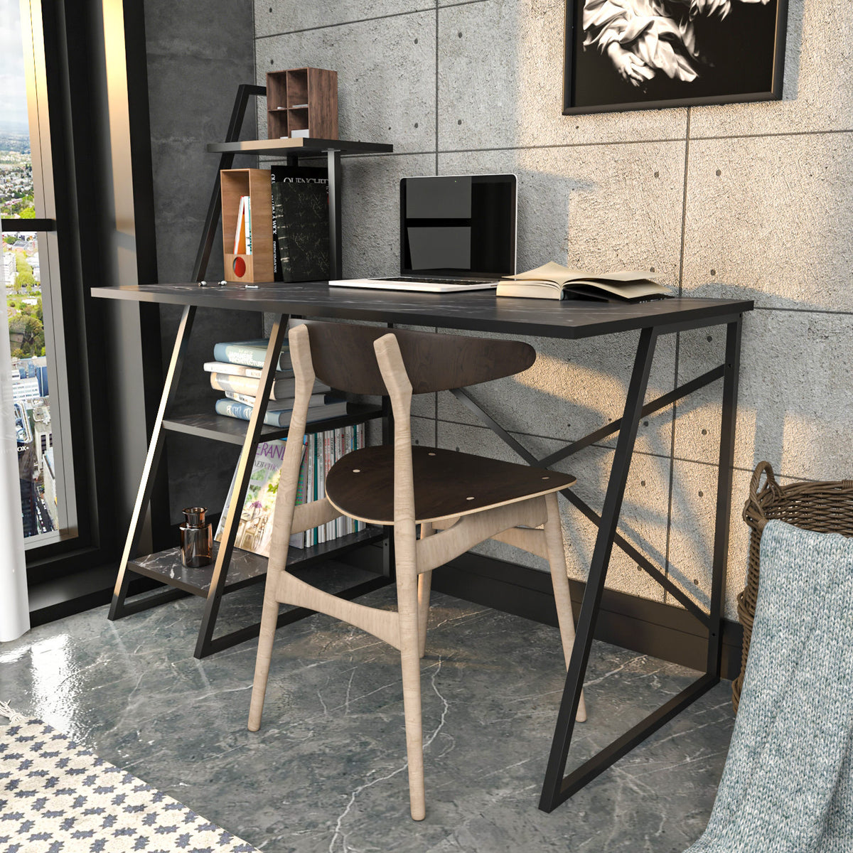 Γραφείο Daphnos Μαύρο 120x60x120 εκ. Μελαμίνης