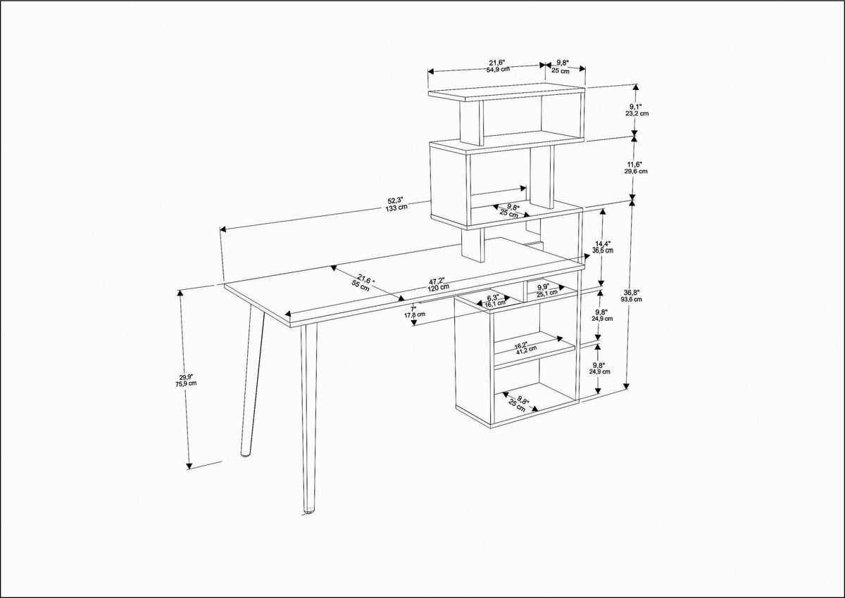 Γραφείο Strongyli Λευκό 133x55x146.4 εκ. Μελαμίνης