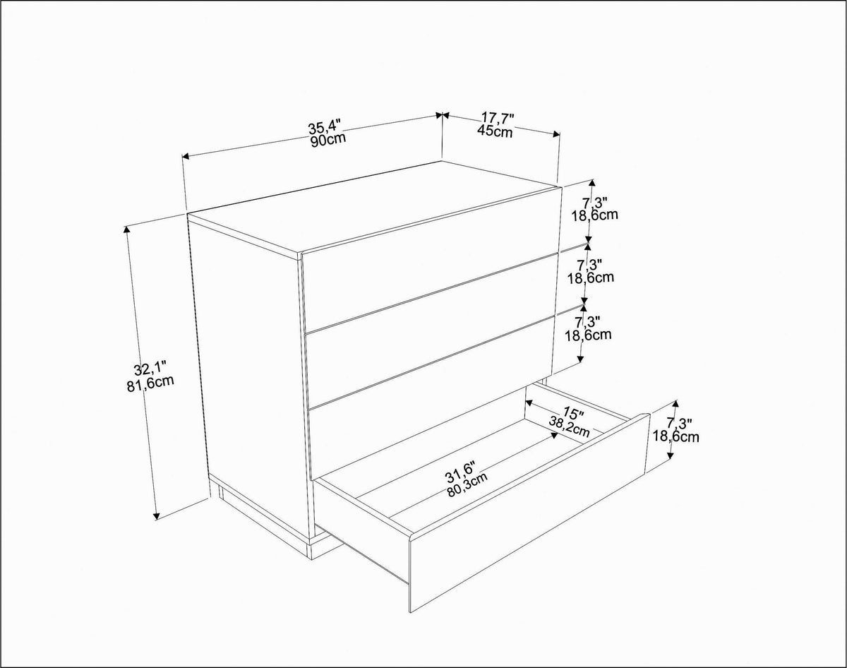 Συρταριέρα Dimosari Λευκό 90x45x81.6 εκ. Μελαμίνης