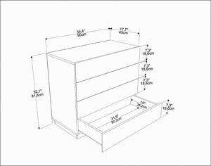 Συρταριέρα Dimosari Λευκό 90x45x81.6 εκ. Μελαμίνης