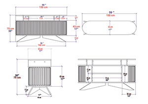 Μπουφές Kamari Δρυς - Λευκό 150x43x75 εκ. Μελαμίνης