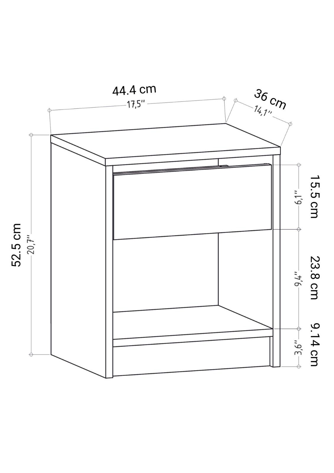 Κομοδίνο Episkopio Δρυς 44.6x35.9x52.8 εκ. Μελαμίνης