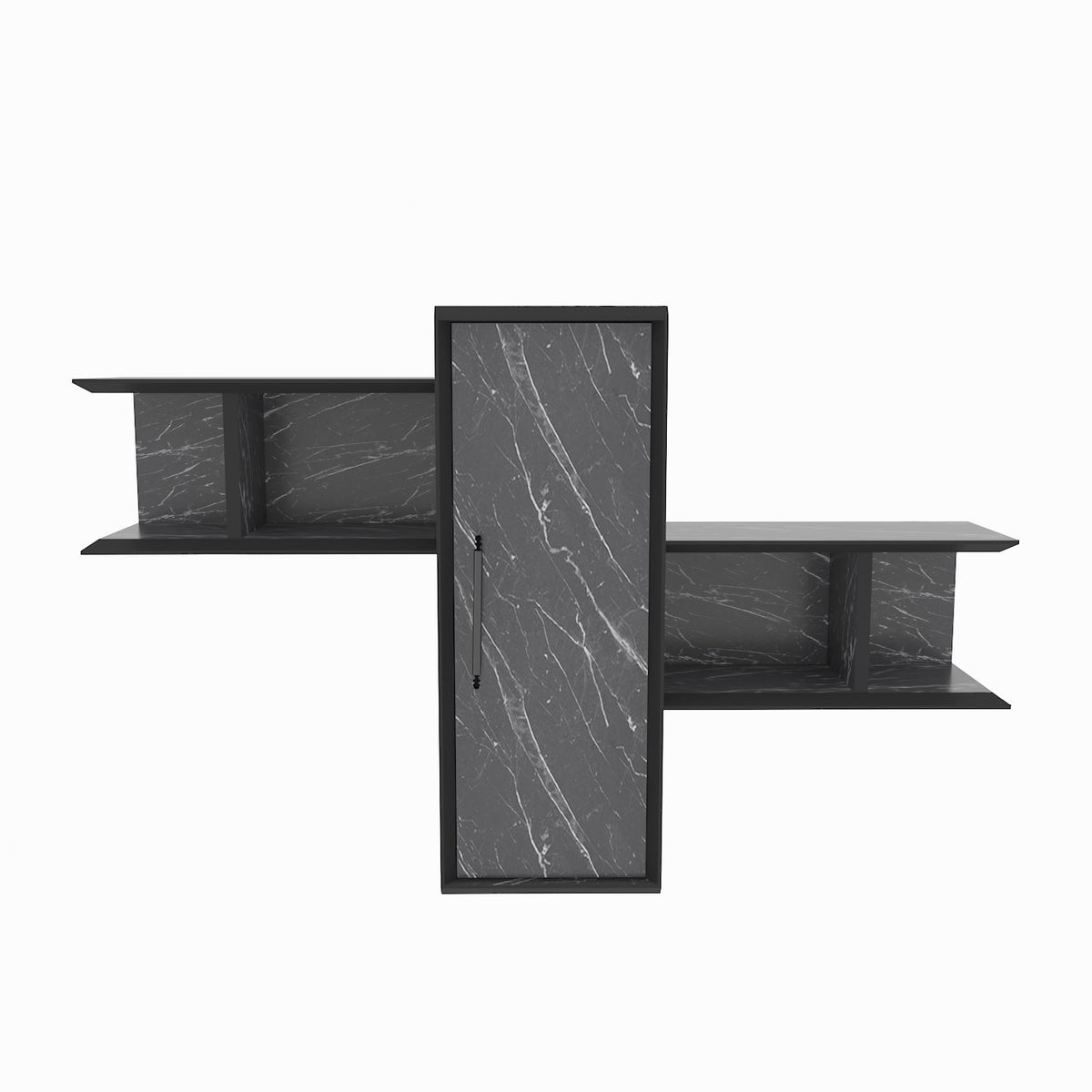 Ράφι Τοίχου Matzourana Μαύρο Bendire 118.6x35x51.8 εκ. Μελαμίνης
