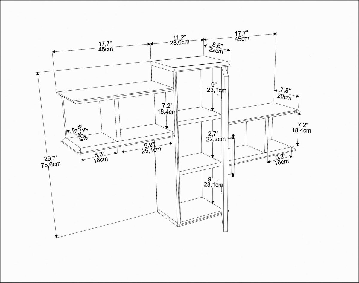 Ράφι Τοίχου Matzourana Μαύρο Bendire 118.6x35x51.8 εκ. Μελαμίνης