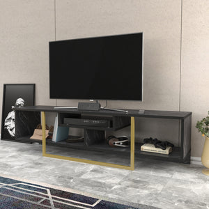 Έπιπλο Τηλεόρασης Kombotades Μαύρο - Χρυσό 150x35.2x40 εκ. Μελαμίνης - Pakobazaar