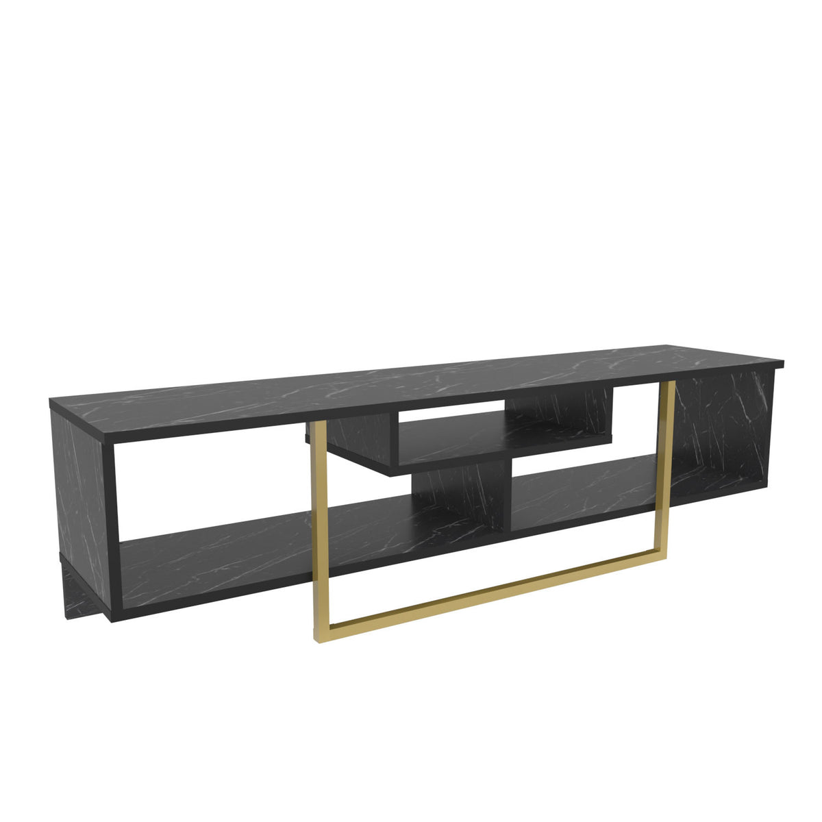 Έπιπλο Τηλεόρασης Kombotades Μαύρο - Χρυσό 150x35.2x40 εκ. Μελαμίνης - Pakobazaar