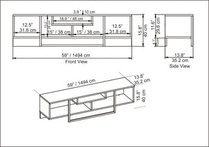 Έπιπλο Τηλεόρασης Kombotades Μαύρο - Χρυσό 150x35.2x40 εκ. Μελαμίνης - Pakobazaar