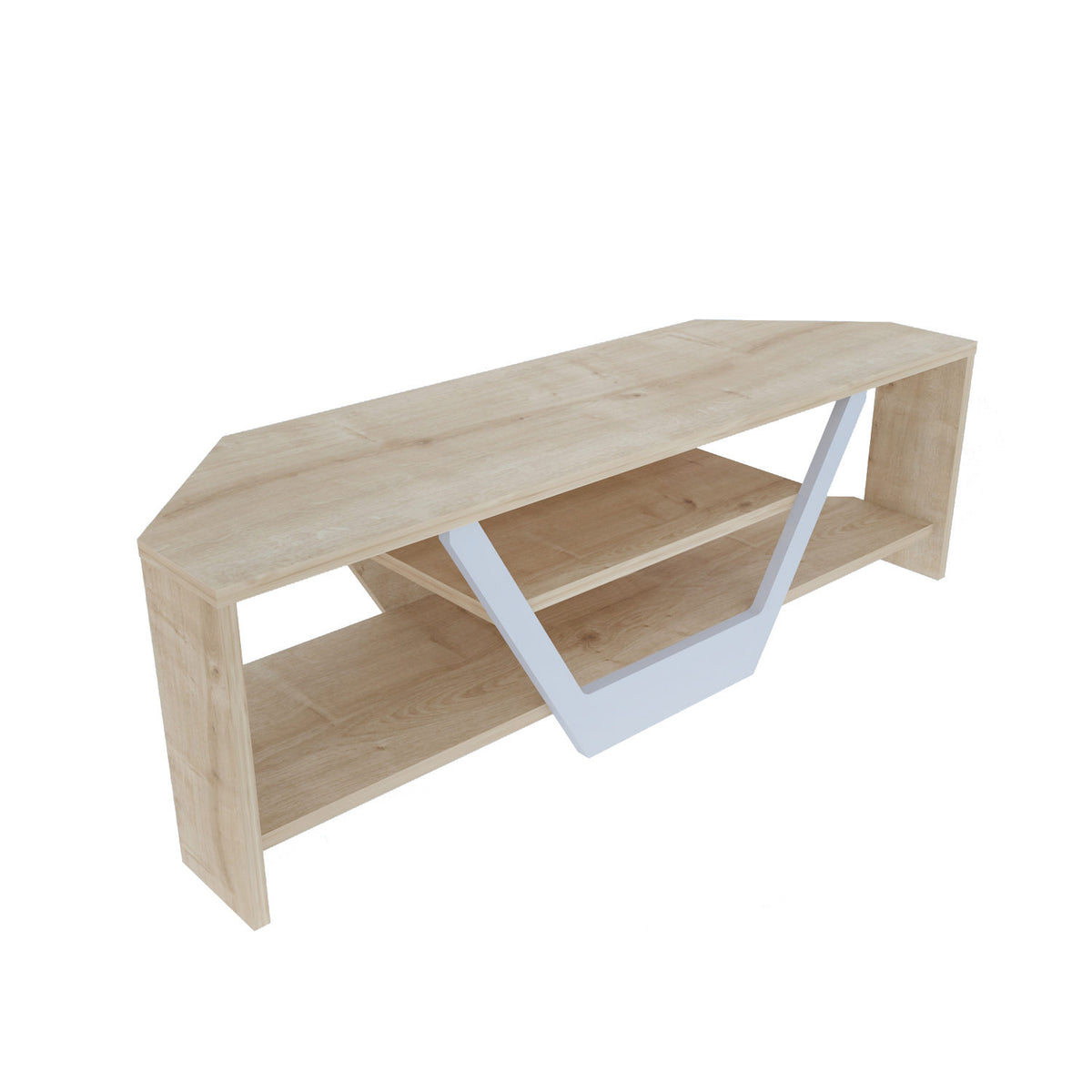 Έπιπλο Τηλεόρασης Almyrida Δρυς - Λευκό 120x35x36.8 εκ. Μελαμίνης - Pakobazaar