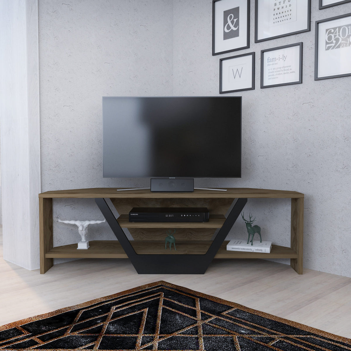 Έπιπλο Τηλεόρασης Almyrida Δρυς Oud - Μαύρο 120x35x36.8 εκ. Μελαμίνης