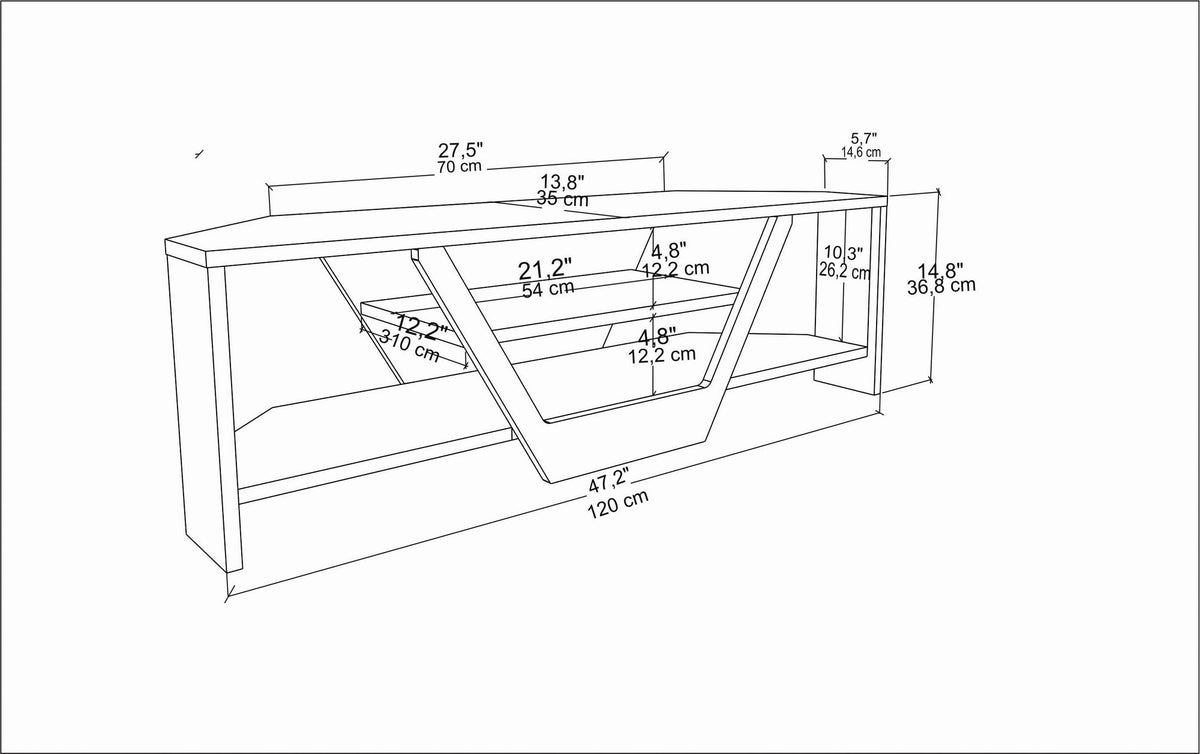 Έπιπλο Τηλεόρασης Almyrida Δρυς Oud - Μαύρο 120x35x36.8 εκ. Μελαμίνης
