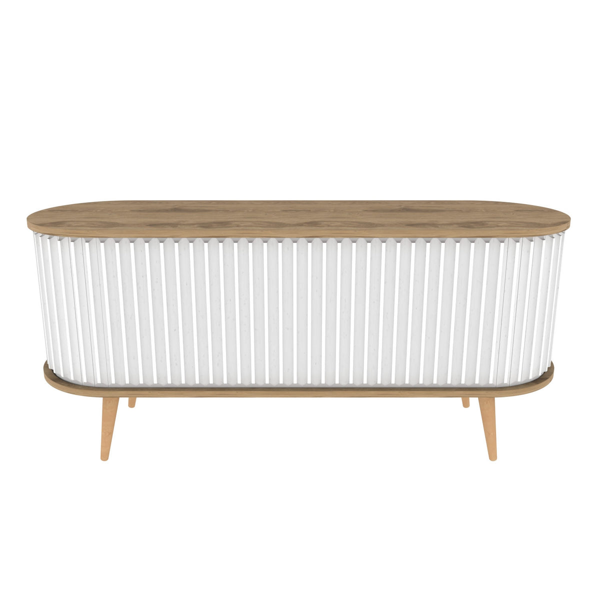 Έπιπλο Τηλεόρασης Kamari Δρυς Oud - Λευκό 140x43x64 εκ. Μελαμίνης