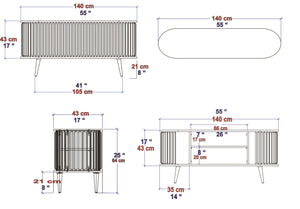 Έπιπλο Τηλεόρασης Kamari Δρυς Oud - Λευκό 140x43x64 εκ. Μελαμίνης