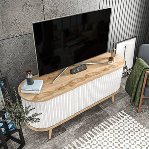 Έπιπλο Τηλεόρασης Kamari Δρυς Oud - Λευκό 140x43x64 εκ. Μελαμίνης