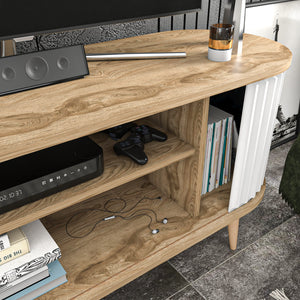 Έπιπλο Τηλεόρασης Kamari Δρυς Oud - Λευκό 140x43x64 εκ. Μελαμίνης