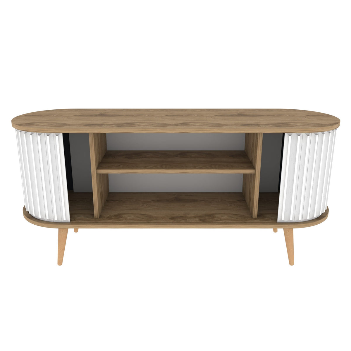 Έπιπλο Τηλεόρασης Kamari Δρυς Oud - Λευκό 140x43x64 εκ. Μελαμίνης