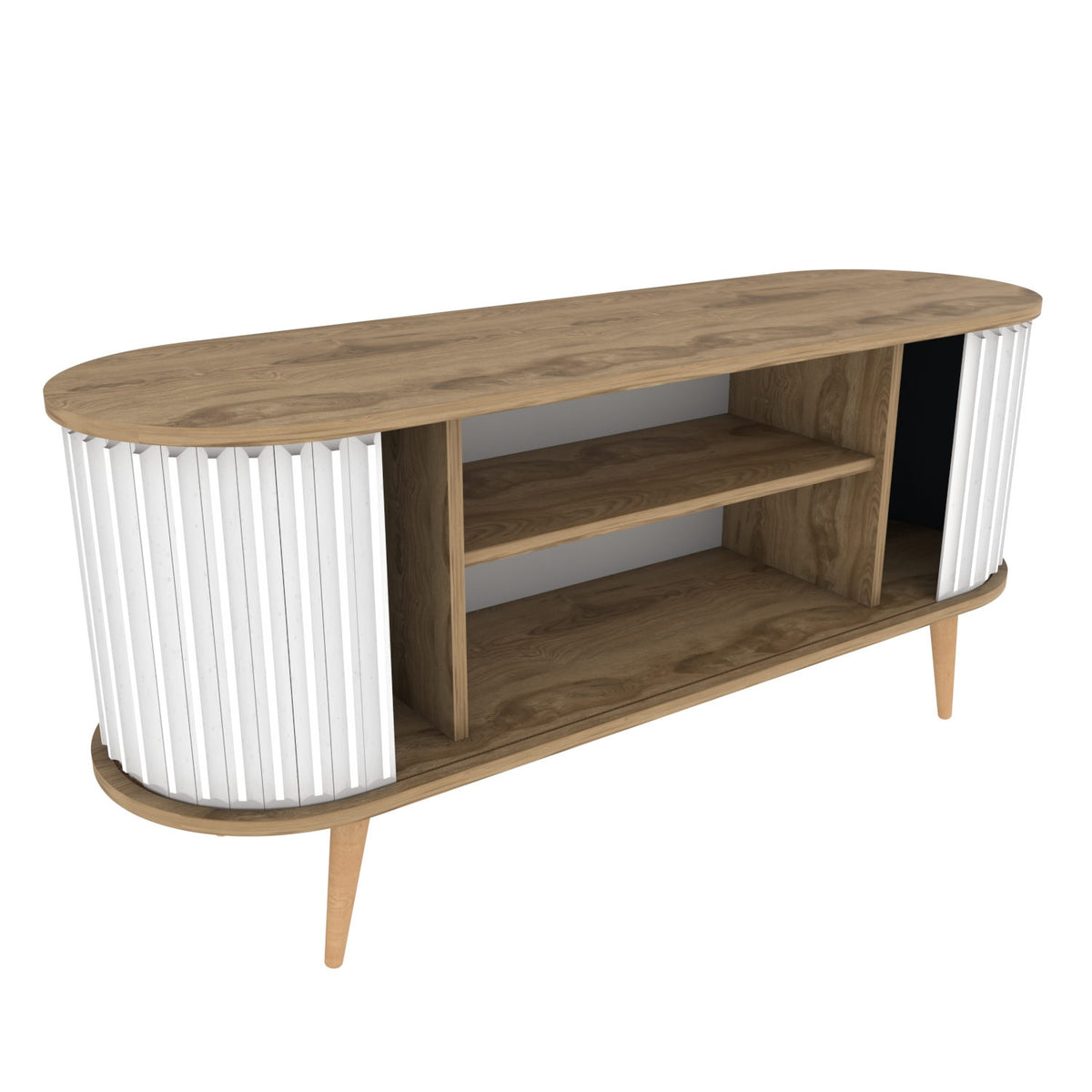 Έπιπλο Τηλεόρασης Kamari Δρυς Oud - Λευκό 140x43x64 εκ. Μελαμίνης
