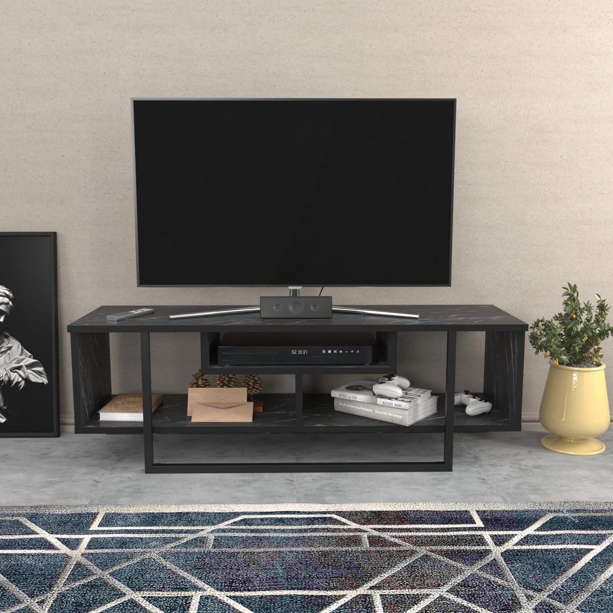 Έπιπλο Τηλεόρασης Kombotades Μαύρο 120x35.2x40.2 εκ. Μελαμίνης
