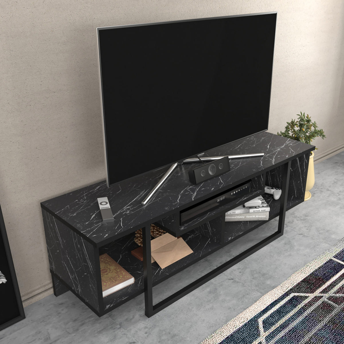 Έπιπλο Τηλεόρασης Kombotades Μαύρο 120x35.2x40.2 εκ. Μελαμίνης