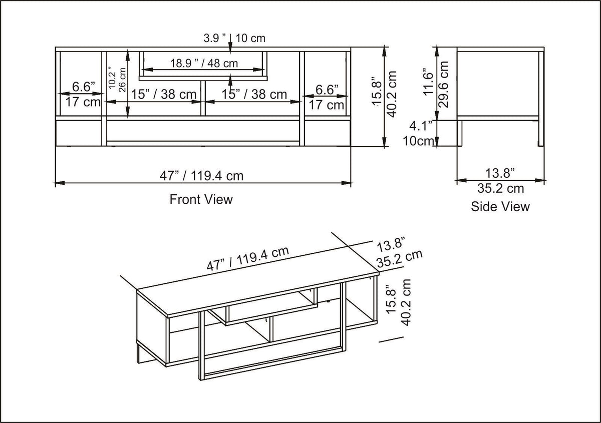 Έπιπλο Τηλεόρασης Kombotades Μαύρο 120x35.2x40.2 εκ. Μελαμίνης