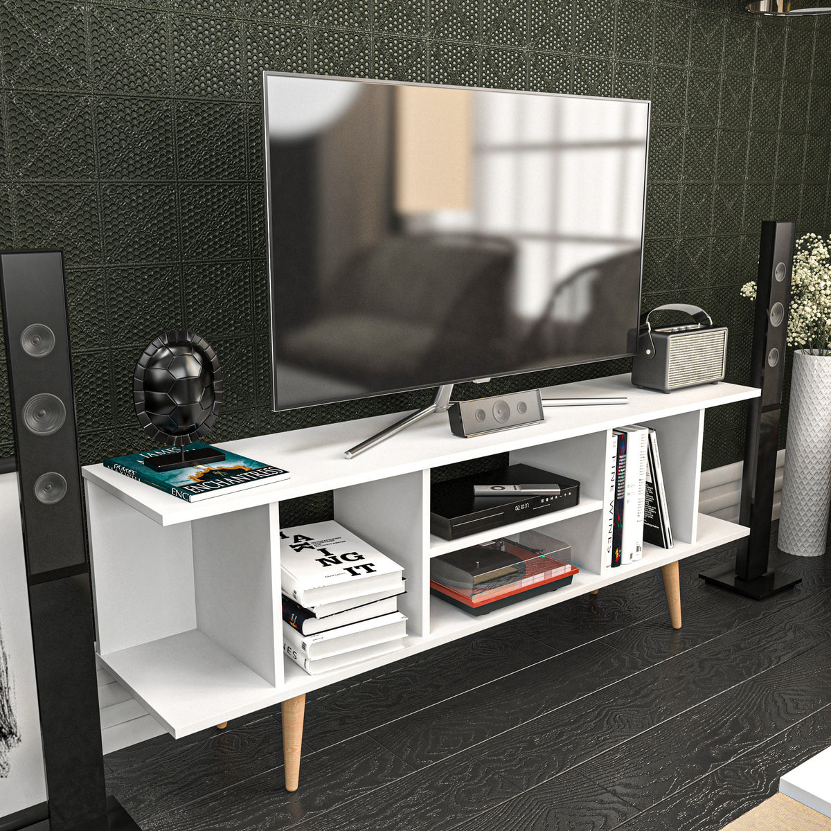 Έπιπλο Τηλεόρασης Zoumpoulo Λευκό 160x35x38.6 εκ. Μελαμίνης