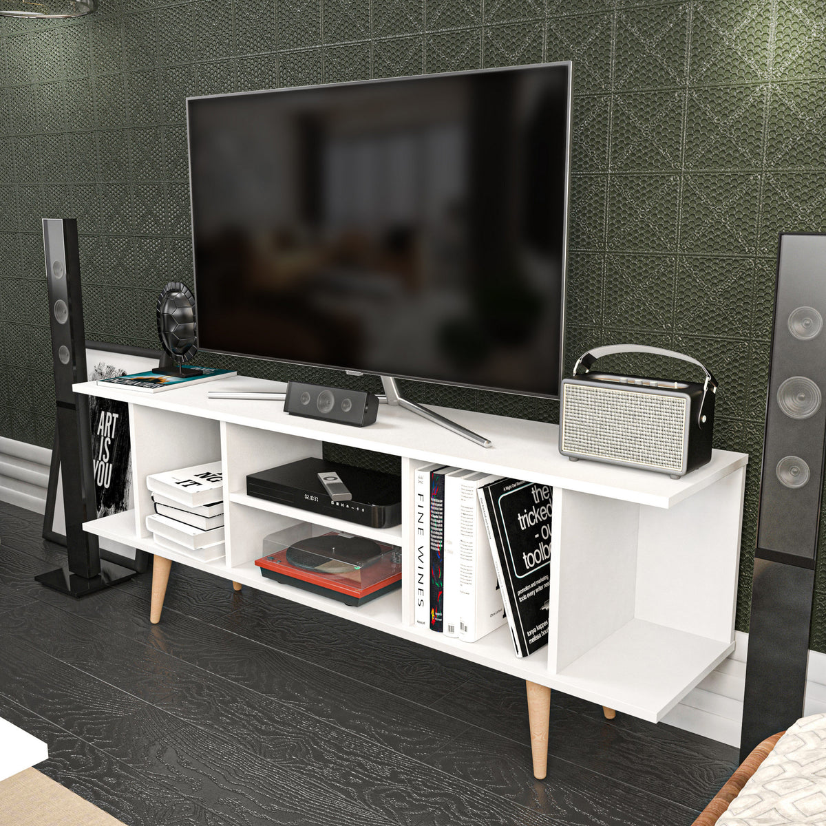 Έπιπλο Τηλεόρασης Zoumpoulo Λευκό 160x35x38.6 εκ. Μελαμίνης