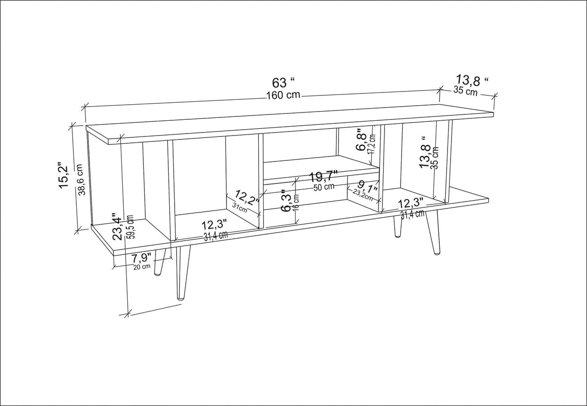 Έπιπλο Τηλεόρασης Zoumpoulo Λευκό 160x35x38.6 εκ. Μελαμίνης