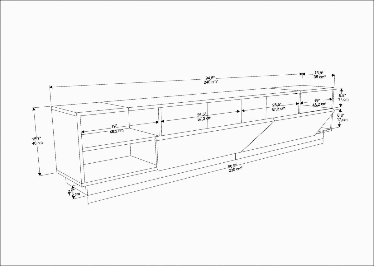 Έπιπλο Τηλεόρασης Lygaria Ανθρακί 240x37.1x47.4 εκ. Μελαμίνης