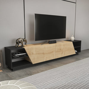 Έπιπλο Τηλεόρασης Lygaria Ανθρακί - Δρυς 240x37.1x47.4 εκ. Μελαμίνης