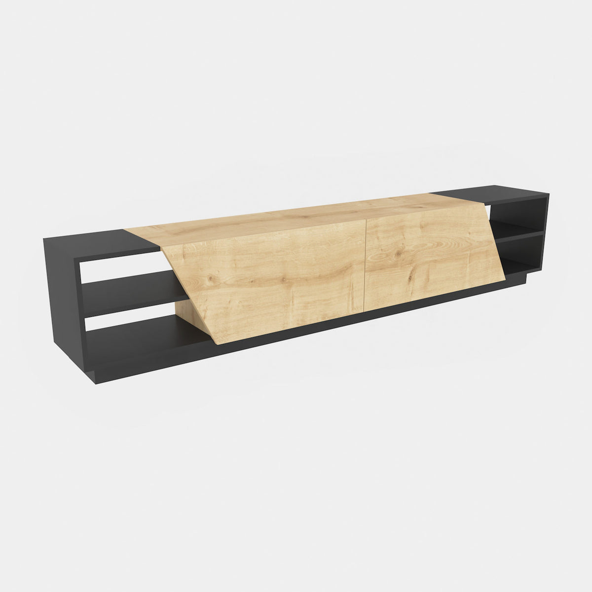 Έπιπλο Τηλεόρασης Lygaria Ανθρακί - Δρυς 240x37.1x47.4 εκ. Μελαμίνης