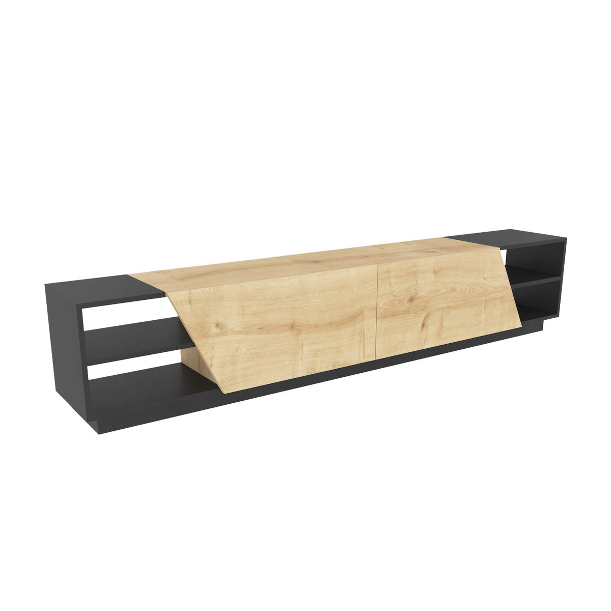 Έπιπλο Τηλεόρασης Lygaria Ανθρακί - Δρυς 240x37.1x47.4 εκ. Μελαμίνης