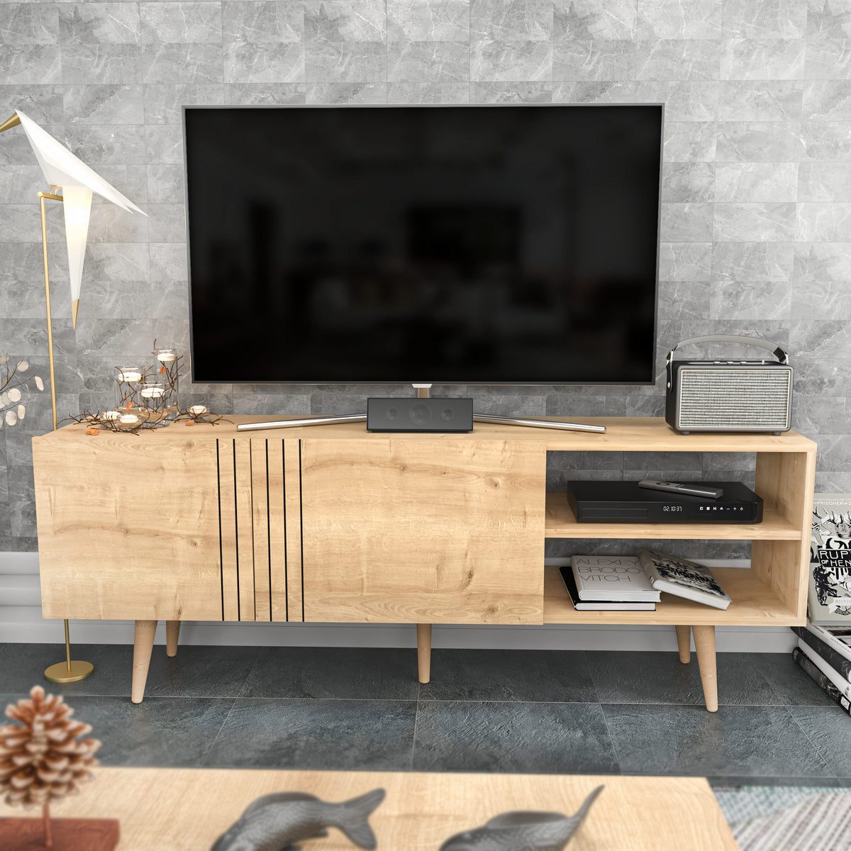 Έπιπλο Τηλεόρασης Georgioupoli Sapphire 160x35x38.6 εκ. Μελαμίνης
