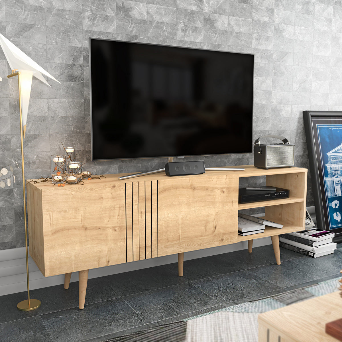 Έπιπλο Τηλεόρασης Georgioupoli Sapphire 160x35x38.6 εκ. Μελαμίνης