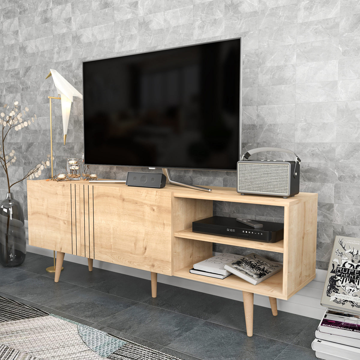 Έπιπλο Τηλεόρασης Georgioupoli Sapphire 160x35x38.6 εκ. Μελαμίνης