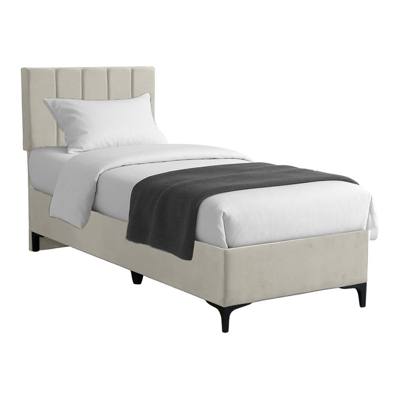 Κρεβάτι Moega  ύφασμα σε κρεμ απόχρωση 90x200εκ - Image 1