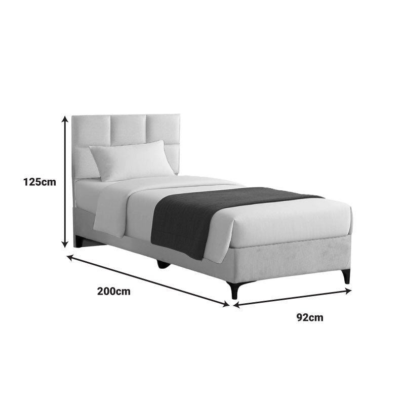 Κρεβάτι Melei  ύφασμα σε κρεμ απόχρωση 90x200εκ - Image 4